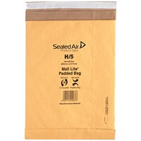 Mail Lite Padded Postal Bag, Size H/5, 264x374mm, Gold, Pack of 50