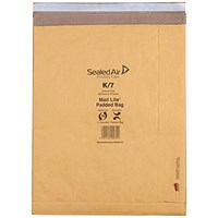 Mail Lite Padded Postal Bag, Size K/7, 365x476mm, Gold, Pack of 50