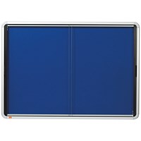 Nobo Premium Plus Felt Lockable Notice Board, 8xA4, W922xH665xD63mm, Blue