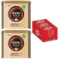 Nescafe Gold Blend Instant Coffee, 750g - Buy 2 Get Nestle KitKat 4 Finger Chocolate Bar, Pack of 24 Free