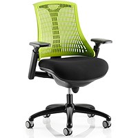 Flex Task Operator Chair, Black Frame, Black Seat, Green Back, Assembled