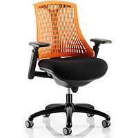 Flex Task Operator Chair, Black Frame, Black Seat, Orange Back, Assembled