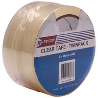 GoSecure Twin Pack Tape Rolls, 25mmx66m, Pack of 6