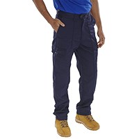 Beeswift Poly Cotton Work Trousers, Navy Blue, 36S