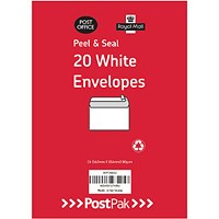 Postpak C6 Envelopes, Peel and Seal, 80gsm, Manilla, 26 Packs of 20