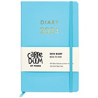 Pukka Pad Carpe Diem 2024 Diary, Week To View, Softcover, 130x210mm, Blue