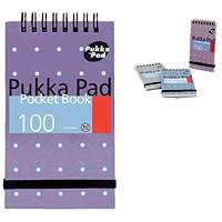 Pukka Pad Wirebound Pocket Book, A7, Ruled & Peforated, 100 Pages, Assorted, Pack of 6