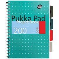 Pukka Pad Wirebound Project Book, A4, Ruled & Perforated, 200 Pages, Pack of 3