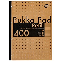 Pukka Pad Kraft Sidebound Refill Pad, A4, Ruled with Margin, 400 pages, Brown, Pack of 5