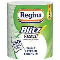 Regina Blitz Giant Household Towels, 3-Ply, 1 Roll of 260 Sheets