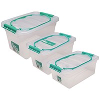 StoreStack Storage Carry Box Set, Multiple Sizes, Clear, Pack of 3