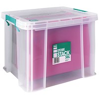 StoreStack Storage Box, 36 Litres, Clear