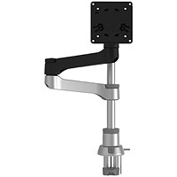 R-Go Zepher 4 C2 Deskclamped Single Monitor Arm, Adjustable Height and Tilt, Black & Silver