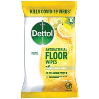 Dettol Floor Wipes Biodegradable Citrus (Pack of 10)