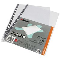 Rexel A4 Nyrex Presentation Pockets, 90 Micron, Top & Side Opening, Pack of 25