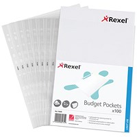 Rexel A4 Lightweight Pockets, 40 micron, Top Opening, Pack of 100
