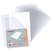 Rexel Nyrex A4 Cut Flush Folders, Clear, Pack of 25