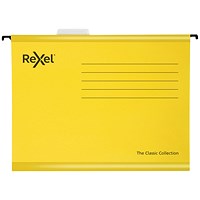 Rexel Classic Manilla Suspension Files, V Base, Foolscap, Yellow, Pack of 25