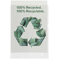 Rexel 100% Recycled A4 Cut Flush Folders, Clear, Pack of 100