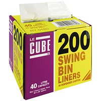 Robinson Young Le Cube Swing Bin Liners, Medium Duty, 46 Litre, 1140x570mm, Black, Pack of 200
