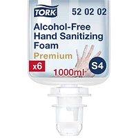 Tork A4 Alcohol-Free Foam Sanitiser, 1 Litre, Pack of 6