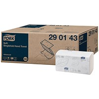 Tork H3 2-Ply Singlefold Hand Towels, White, Pack of 3750