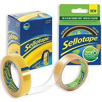 Sellotape Original Golden Tape 24mmx66m (Pack of 6) - Free Sellotape Zero Plastic 24mm x 30m