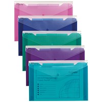 Snopake A4 Polyfile Trio Popper Wallets, Assorted, Pack of 5