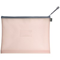 Snokpake Foolscap Eva Mesh High Capacity Zippa Bags, Pink, Pack of 3