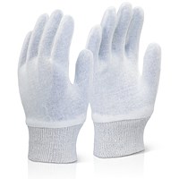 Beeswift Stockinette Knitwrist Gloves, Super White, Large, Pack of 600