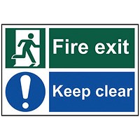 Spectrum Industrial Fire Exit Keep Clear, 300x200mm, Self Adhesive