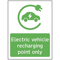 Spectrum Safety Sign Electric Vehicle Recharging Point Only, 300x400mm, PVC