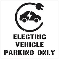 Spectrum Electric Vehicle Parking Only with Floor Symbol Stencil, 1000x1000mm