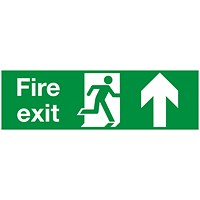 Safety Sign Fire Exit Running Man Arrow Up, 150x450mm, PVC