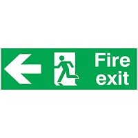 Safety Sign Fire Exit Running Man Arrow Left, 150x450mm, PVC