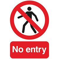 Warning Sign No Entry, A5, PVC