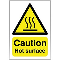 Safety Sign Caution Hot Surface, A5, Self Adhesive