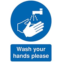 Safety Sign Wash Your Hands Please, A5, Self Adhesive