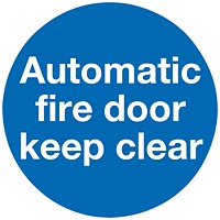 Safety Sign Automatic Fire Door, 100x100mm, Self Adhesive, Pack of 5
