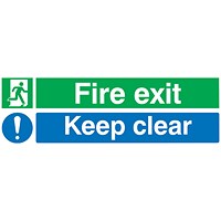 Safety Sign Fire Exit Keep Clear, 150x450mm, PVC