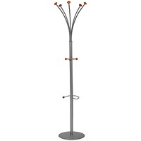Seco Classic Steel Office Coat Stand, Silver