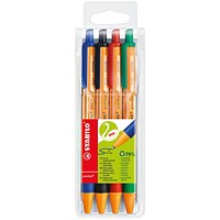 Stabilo Pointball Ballpoint Pen, Retractable, Assorted, Pack of 4