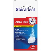Steradent Active Plus Denture Cleaner, 136 Tablets, Pack of 4