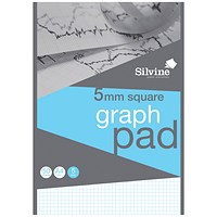 Silvine 5mm Squares Graph Pad, A4, 90gsm, 50 sheets