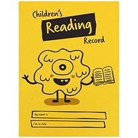Silvine Childrens Reading Record, A5, Yellow, Pack of 25