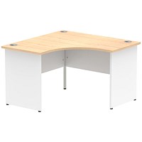 Impulse 1200mm Two-Tone Corner Desk, White Panel End Leg, Maple Top