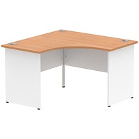 Impulse 1200mm Two-Tone Corner Desk, White Panel End Leg, Oak Top