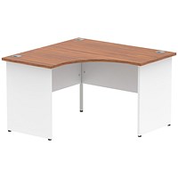 Impulse 1200mm Two-Tone Corner Desk, White Panel End Leg, Walnut Top