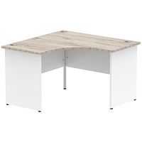Impulse 1200mm Two-Tone Corner Desk, White Panel End Leg, Grey Oak Top