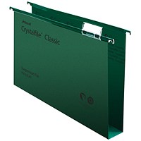 Rexel Crystalfile Classic Manilla Suspension Files, Square Base, 50mm Capacity, Foolscap, Green, Pack of 50
